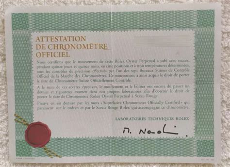 attestation de chronometre rolex|Altro.